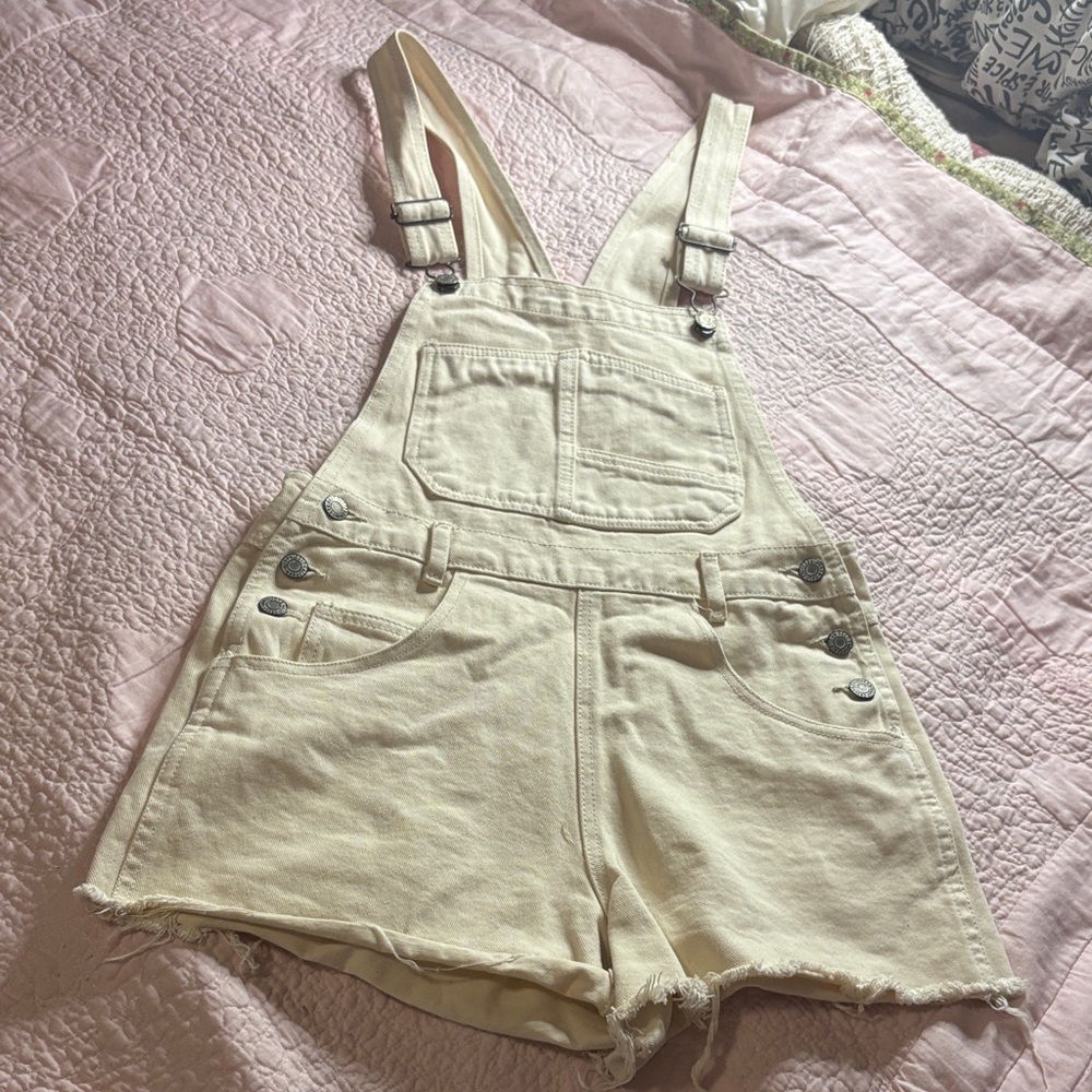 Cream Women's Denim Overalls Shorts